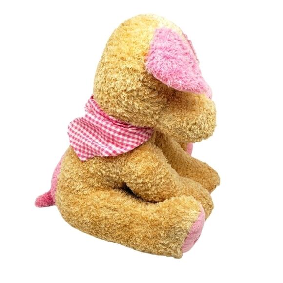 Animal Adventure 13" Puppy Dog Pink Heart with Gingham Scarf Bandana 2017 - Picture 2 of 6